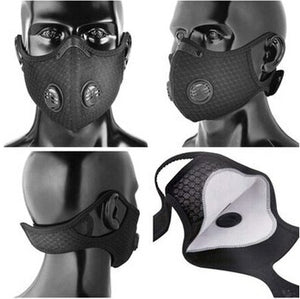 Light Grey Dual Valve Mesh w/ PM 2.5 Filter Sports Face Mask