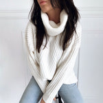 Load image into Gallery viewer, Comfy Turtleneck Knitted Batwing Pullover Sweater
