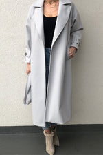 Load image into Gallery viewer, Light Grey Trendy Fall/Winter Long Overcoat
