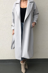 Light Grey Trendy Fall/Winter Long Overcoat