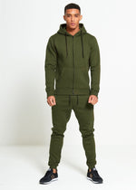 Load image into Gallery viewer, Army Green Comfy Hooded Tracksuit Set with Zipper
