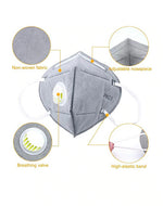 Load image into Gallery viewer, KN95 Grey Face Mask with Air Valve - Singles - Individually Wrapped