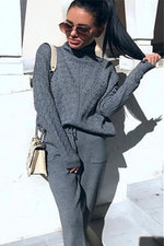 Load image into Gallery viewer, Cozy Soft Computer Knitted Co-ord Sets - DARK GREY