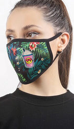 Load image into Gallery viewer, Fun Printed Tropical Face Mask with Magnetic Straw Hole