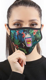 Load image into Gallery viewer, Fun Printed Tropical Face Mask with Magnetic Straw Hole