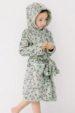 Load image into Gallery viewer, Girl wearing soft sage floral robe
