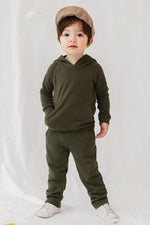 Load image into Gallery viewer, Soft Army Green Solid Hoodie and Pants Set
