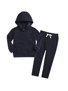 Soft Dk Navy Pinstripe Hoodie Set