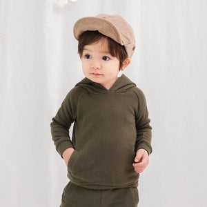 Soft Army Green Solid Hoodie and Pants Set