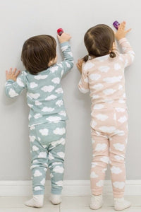 Pink Cloud Print Long Sleeves & Pants Baby Set