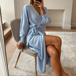 Load image into Gallery viewer, Comfy Casual Knit V-Neck Wrap Dress
