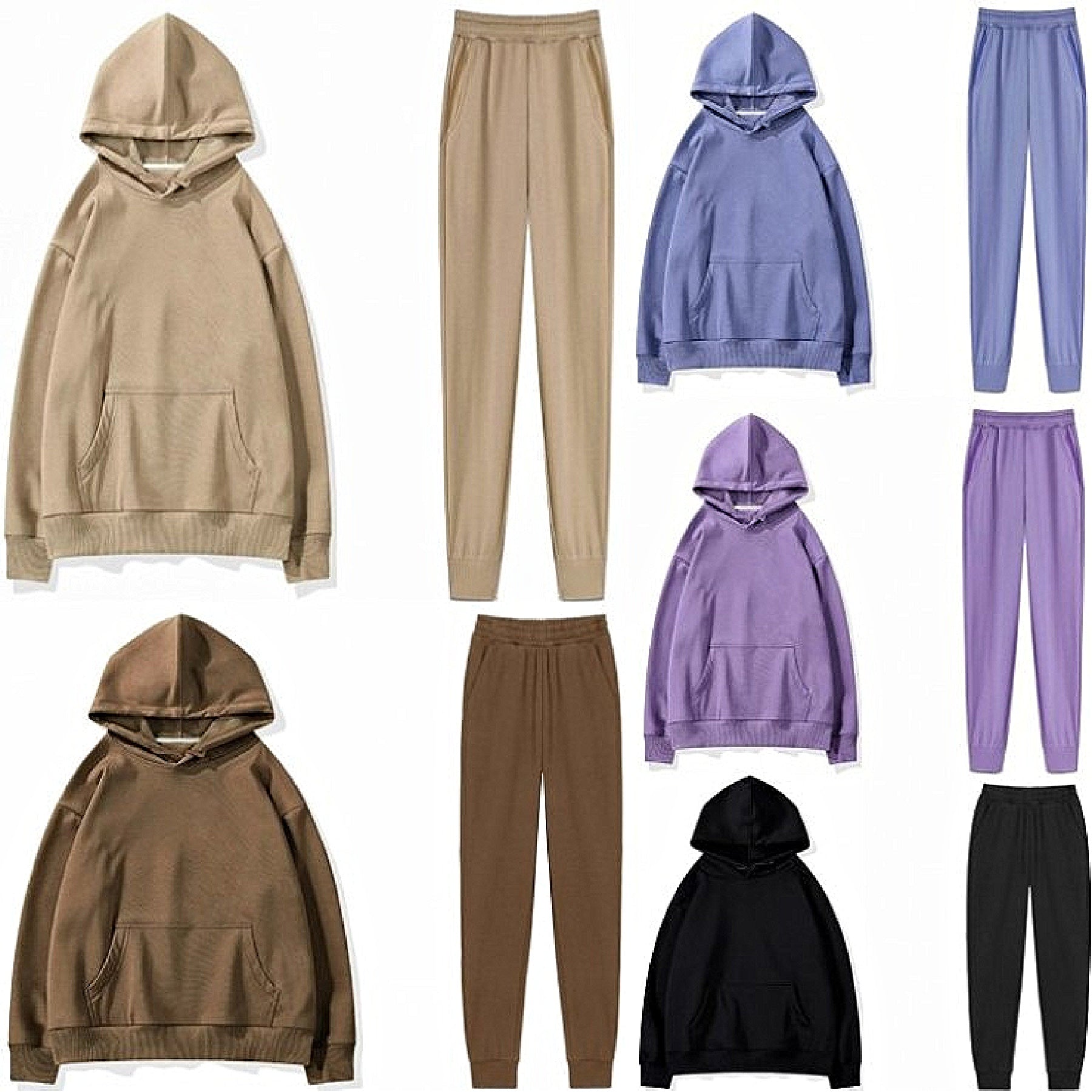 Comfy Fleece Hooded Sweatshirt and Loose Pants Co-ord Set