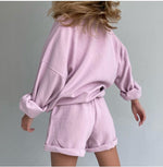 Load image into Gallery viewer, Comfy &amp; Trendy Sweatshirt and Shorts Co-ord Sets - LILAC
