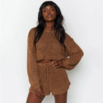 Load image into Gallery viewer, Soft and Lightweight Loosely Knitted Long Sleeves and Shorts Set
