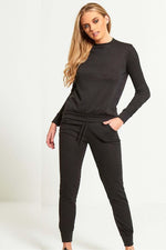 Load image into Gallery viewer, Simple Lightweight Cozy Black Tracksuit
