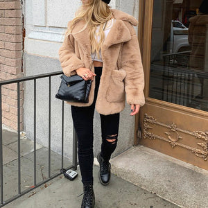 Soft Faux Fur Khaki Parka Coat