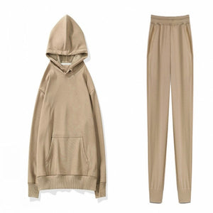 Comfy Fleece Hooded Sweatshirt and Loose Pants Co-ord Set