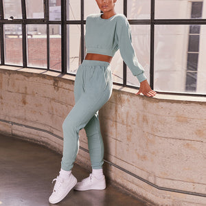 Trendy Autumn Tracksuit Long Sleeve Crop Top & Pants Co-ord Sets