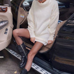 Load image into Gallery viewer, Cozy High Neck Knitted Dress with Lantern Sleeves

