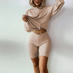 Load image into Gallery viewer, Comfy Long Sleeve Suit with Shorts Co-ord Sets
