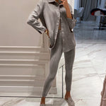 Load image into Gallery viewer, Casual Comfy Light Grey Fitted Co-ord Sets
