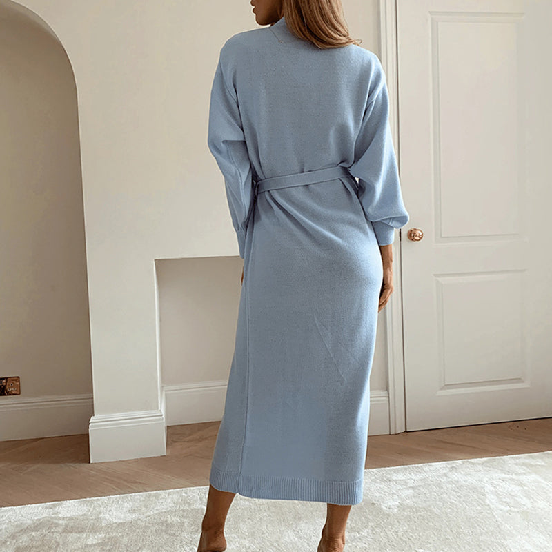 Comfy Casual Knit V-Neck Wrap Dress COMFY TRENDS los angeles Comfy Casual Knit V-Neck Wrap Dress COMFY TRENDS los angeles