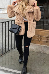 Soft Faux Fur Khaki Parka Coat