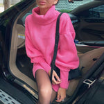 Load image into Gallery viewer, Cozy High Neck Knitted Dress with Lantern Sleeves
