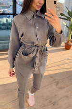 Load image into Gallery viewer, Casual Comfy Light Grey Fitted Co-ord Sets
