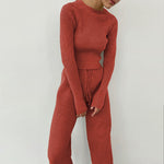 Load image into Gallery viewer, Cozy Casual Ribbed Knit Crew Neck and Pants Co-ords
