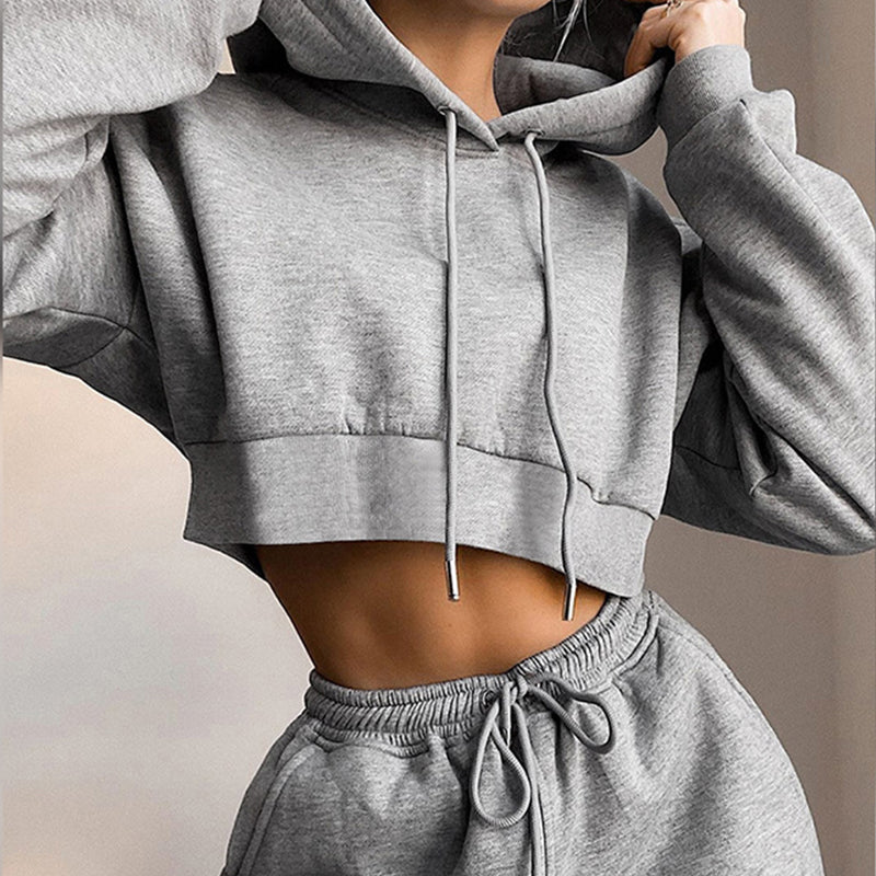 Pants & Jumpsuits, Hooded Crop Top Jogger Pants Joggers 2 Piece Set