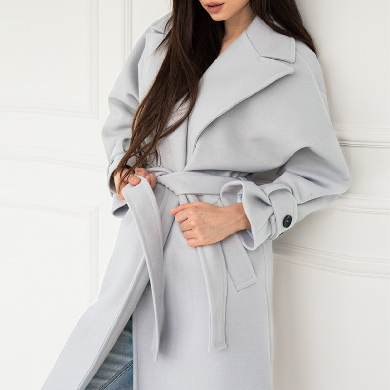 Light Grey Trendy Fall/Winter Long Overcoat