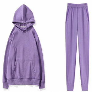 Comfy Fleece Hooded Sweatshirt and Loose Pants Co-ord Set