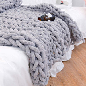 Super Soft Chenille Chunky Hand Knit Blanket
