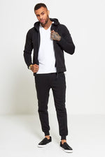 Load image into Gallery viewer, Comfy Black Zip Through Skinny Fit Hooded Tracksuit Set
