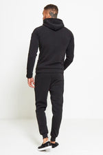 Load image into Gallery viewer, Comfy Black Zip Through Skinny Fit Hooded Tracksuit Set
