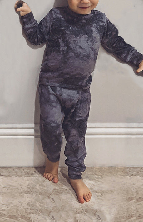 Kids & Teens Comfy Lounge Sets Soft Grey & Black Set