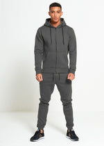 Load image into Gallery viewer, Charcoal Comfy Hooded Tracksuit Set with Zipper
