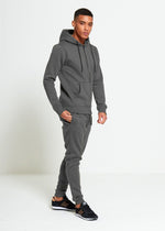 Load image into Gallery viewer, Charcoal Comfy Hooded Tracksuit Set with Zipper
