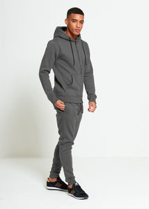 Charcoal Comfy Hooded Tracksuit Set with Zipper