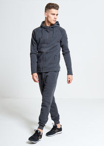 Comfy Charcoal Zip Through Skinny Fit Hooded Tracksuit Set  - ACCEPTING PRE-ORDERS