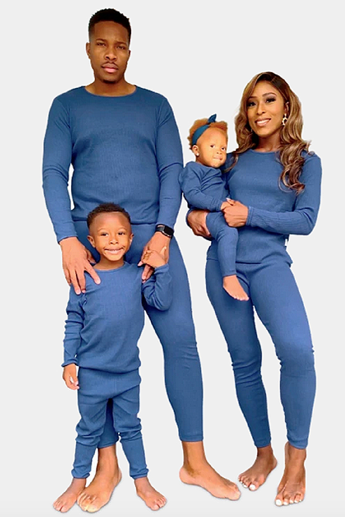 Deep Blue - Comfy Loungewear Family Matching Long Sleeves & Pants Sets