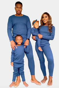 Deep Blue - Comfy Loungewear Family Matching Long Sleeves & Pants Sets