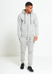 Grey Comfy Hooded Tracksuit Set with Zipper