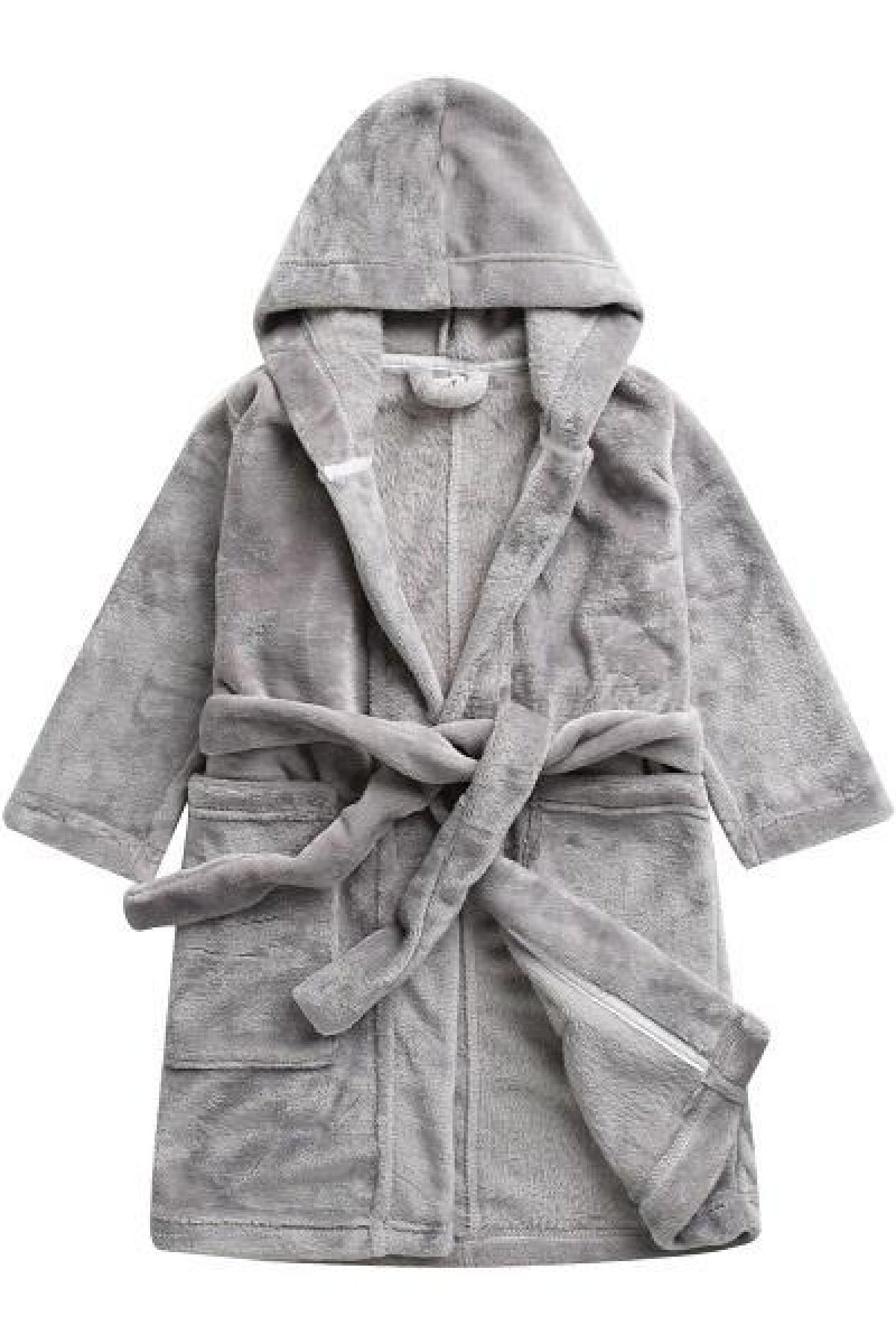 Soft grey hooded robe