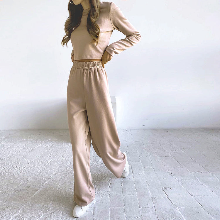 Comfy Autumn Knitted Top and Pants Suits Co-ord Set