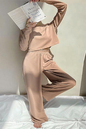 Comfy Autumn Knitted Top and Pants Suits Co-ord Set
