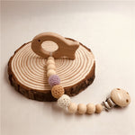 Load image into Gallery viewer, Natural Organic Wood Handmade 2-in-1 Pacifier Clip and Teether Toy

