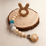 Load image into Gallery viewer, Natural Organic Wood Handmade 2-in-1 Pacifier Clip and Teether Toy
