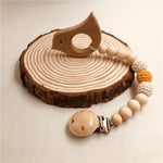 Load image into Gallery viewer, Natural Organic Wood Handmade 2-in-1 Pacifier Clip and Teether Toy
